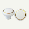 Puxador Porcelana Redondo Linha Dourada 32mm - C1312