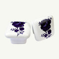 Puxador Porcelana Quadrado Branco Floral - C1400