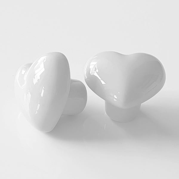 Puxador Porcelana Coração Branco Snow - C1403