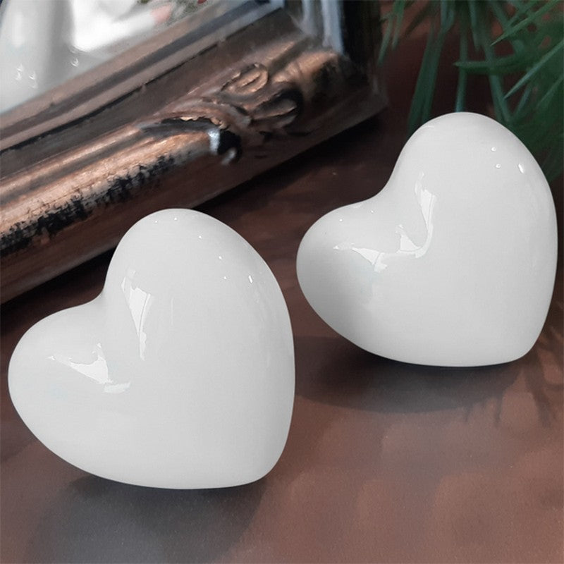 Puxador Porcelana Coração Branco Snow - C1403