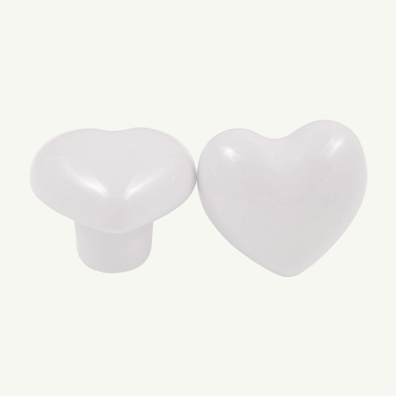 Puxador Porcelana Coração Branco Snow - C1403