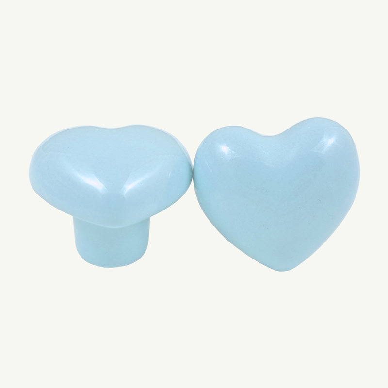 Puxador Porcelana Coração Azul Claro - C1404