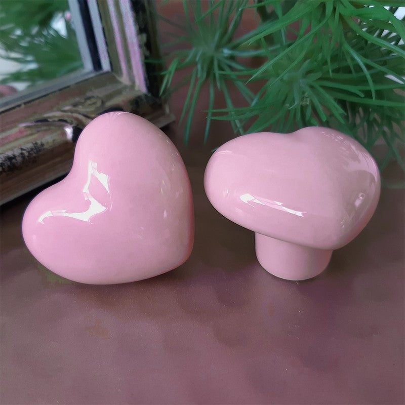 Puxador Porcelana Coração Rosa - C1405