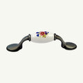 Puxador Metal e Porcelana Branca Floral 76mm - C1423