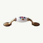 Puxador Metal e Porcelana Branca Floral 76mm - C1424