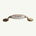 Puxador Metal e Porcelana Branca Des Dourado 96mm - C1427