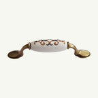 Puxador Metal e Porcelana Branca Des Dourado 96mm - C1427