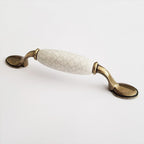 Puxador Metal e Porcelana Branca Craquelado 96mm - C1428