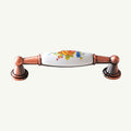 Puxador Metal e Porcelana Branca Floral 96mm - C1432