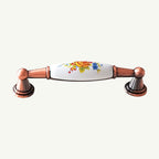 Puxador Metal e Porcelana Branca Floral 96mm - C1432