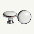 Puxador Porcelana Redondo Base Metal 32mm - C1439