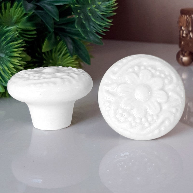 Puxador Porcelana Redondo 34mm Branco - C1440