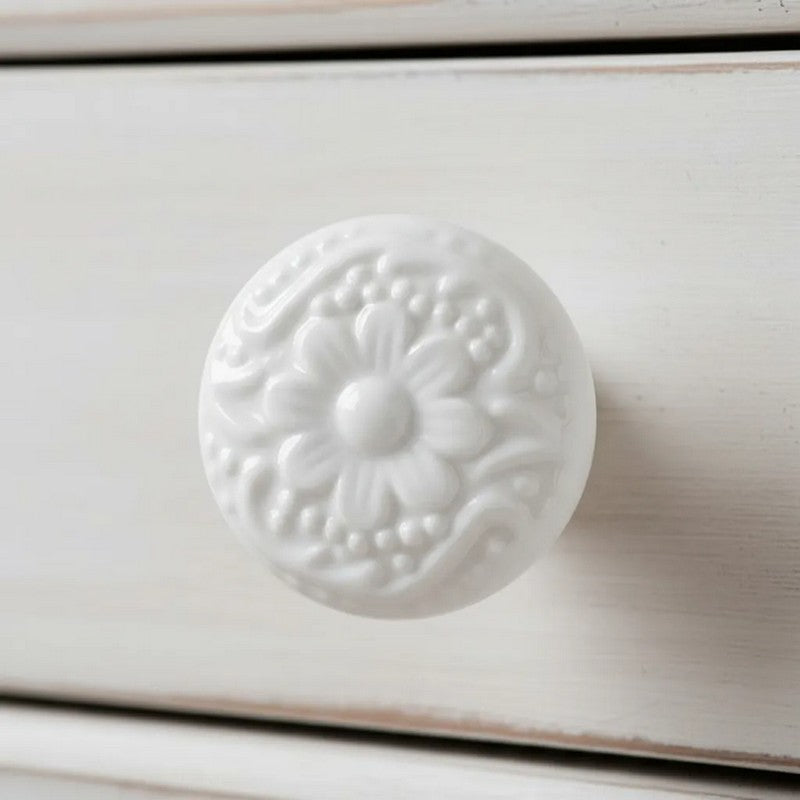 Puxador Porcelana Redondo 34mm Branco - C1440