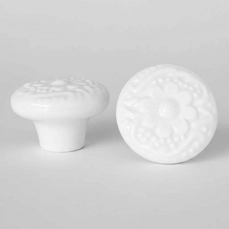 Puxador Porcelana Redondo 34mm Branco - C1440