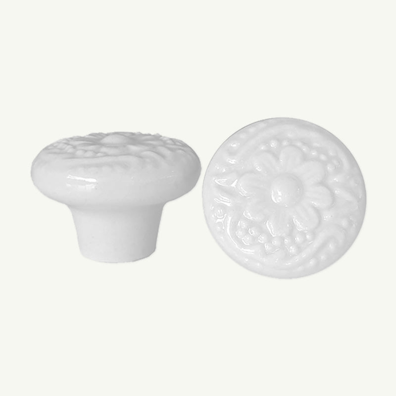 Puxador Porcelana Redondo 34mm Branco - C1440