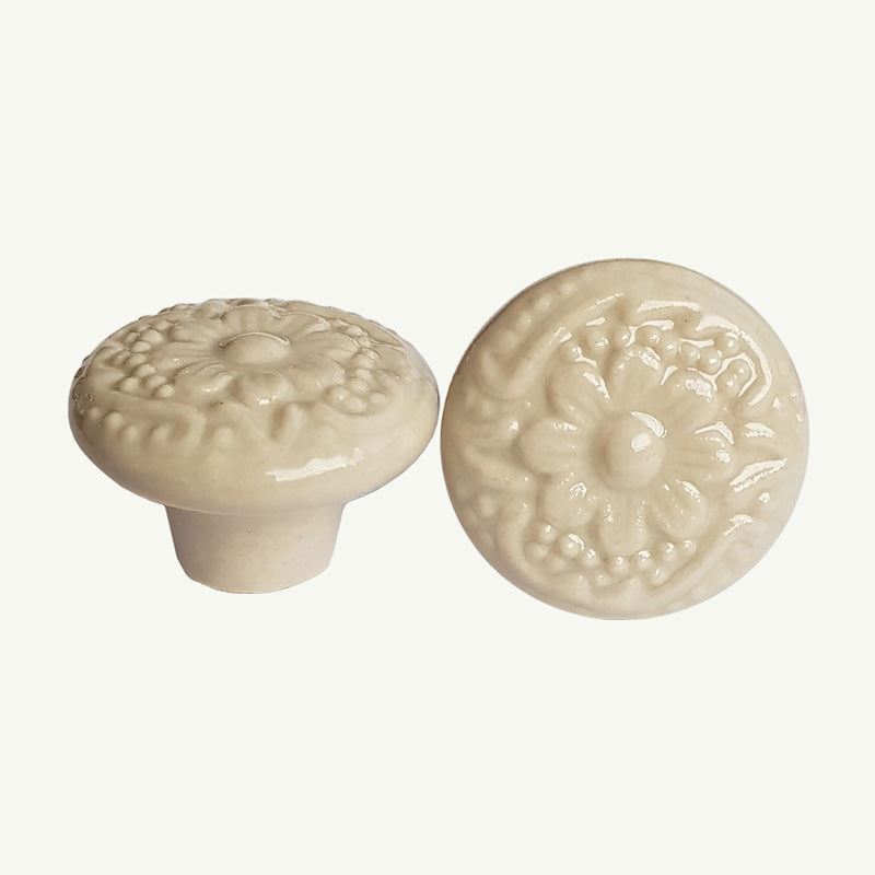 Puxador Porcelana Redondo 34mm Creme - C1441