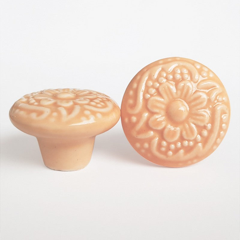 Puxador Porcelana Redondo 34mm Bege - C1442