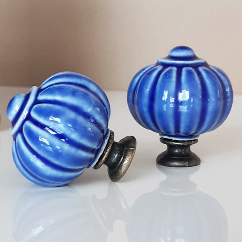 Puxador Porcelana Abóbora 32mm Azul Escuro - C1445