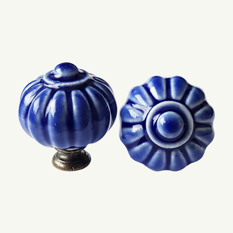 Puxador Porcelana Abóbora 32mm Azul Escuro - C1445