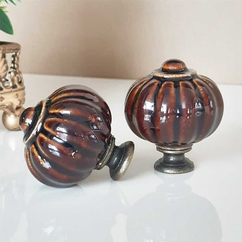 Puxador Porcelana Abóbora 32mm Marrom - C1446