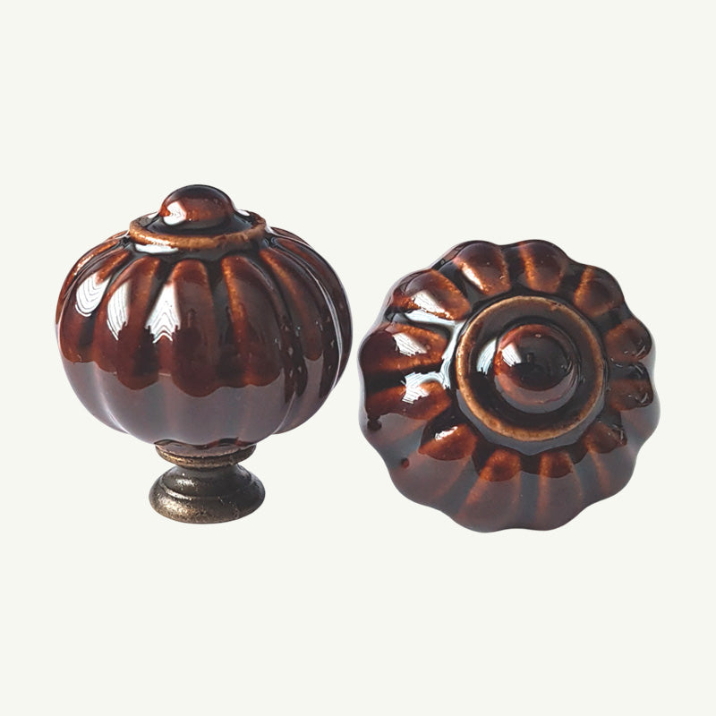 Puxador Porcelana Abóbora 32mm Marrom - C1446
