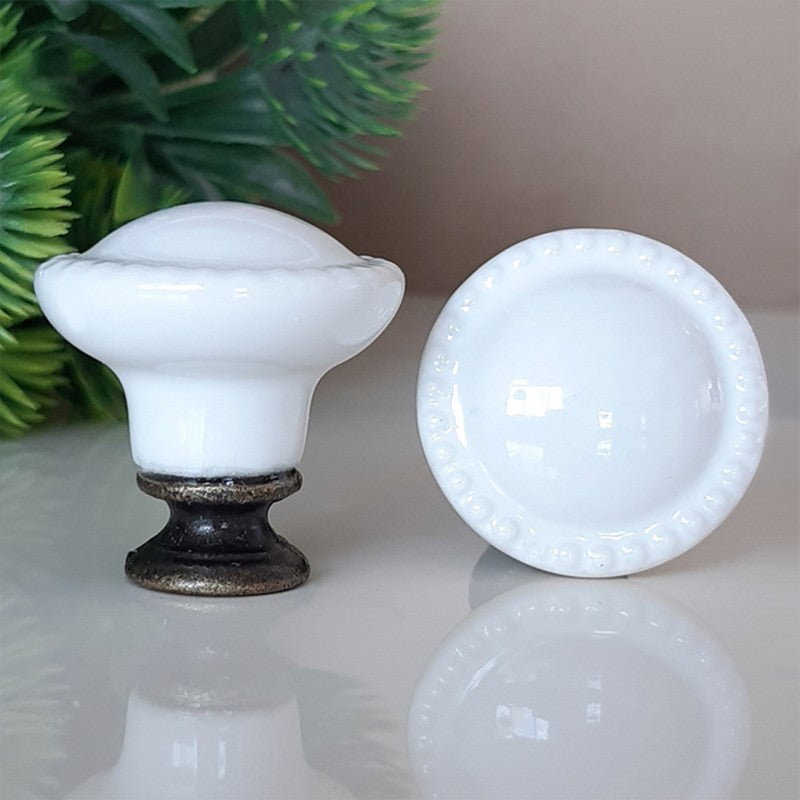 Puxador Porcelana 27mm Branco - C1447