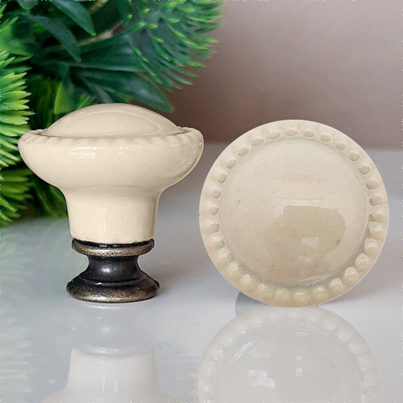 Puxador Porcelana 27mm Creme - C1448