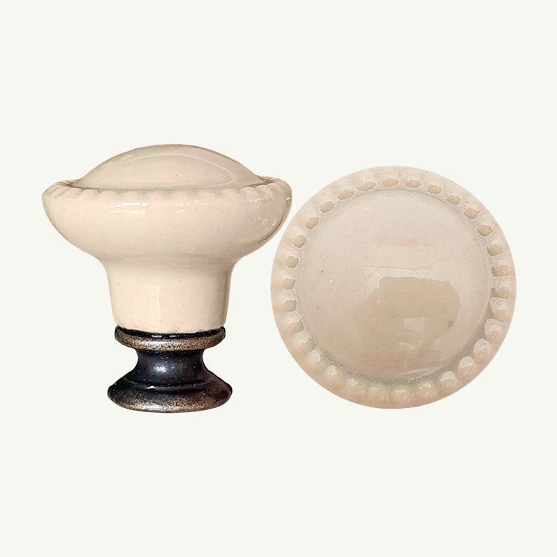 Puxador Porcelana 27mm Creme - C1448