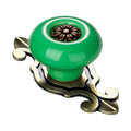 Puxador Porcelana Redondo Verde Base Metal - C1487