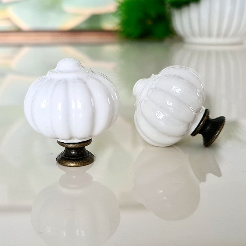 Puxador Porcelana Abóbora 32mm Branco - C1492