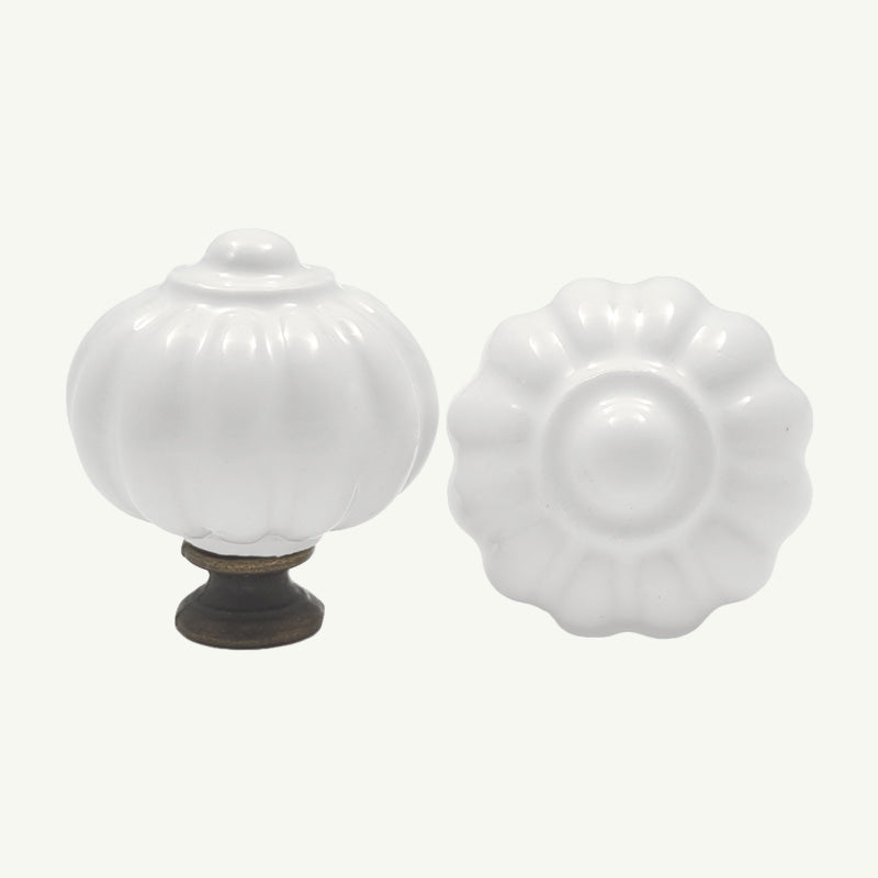 Puxador Porcelana Abóbora 32mm Branco - C1492