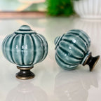 Puxador Porcelana Abóbora 32mm Verde Escuro - C1493