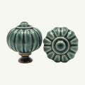 Puxador Porcelana Abóbora 32mm Verde Escuro - C1493