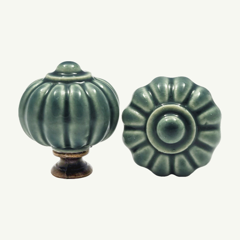 Puxador Porcelana Abóbora 32mm Verde Escuro - C1493