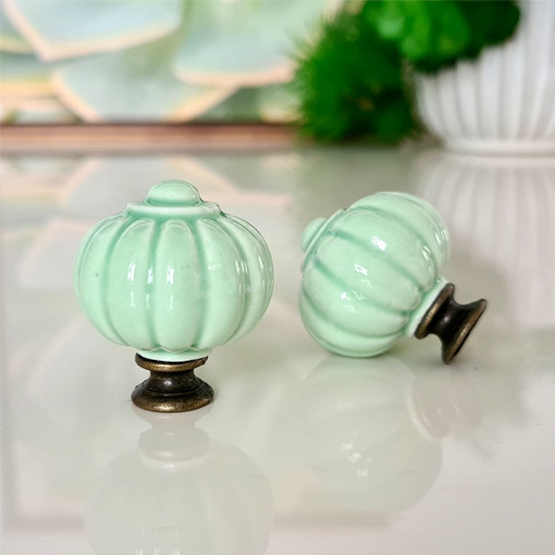 Puxador Porcelana Abóbora 32mm Verde Claro - C1494