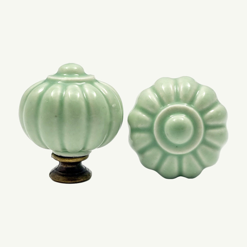 Puxador Porcelana Abóbora 32mm Verde Claro - C1494