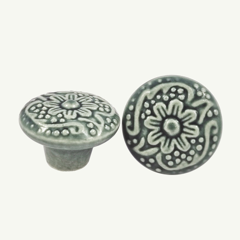 Puxador Porcelana Redondo 34mm Verde - C1550
