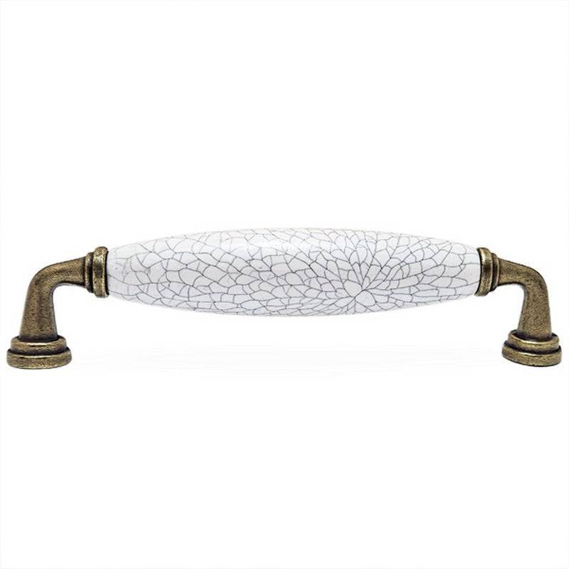 Puxador Metal e Porcelana Craquelada 128mm - C1564