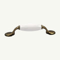 Puxador Alça Porcelana Branco e Base Metal 96mm - C1569