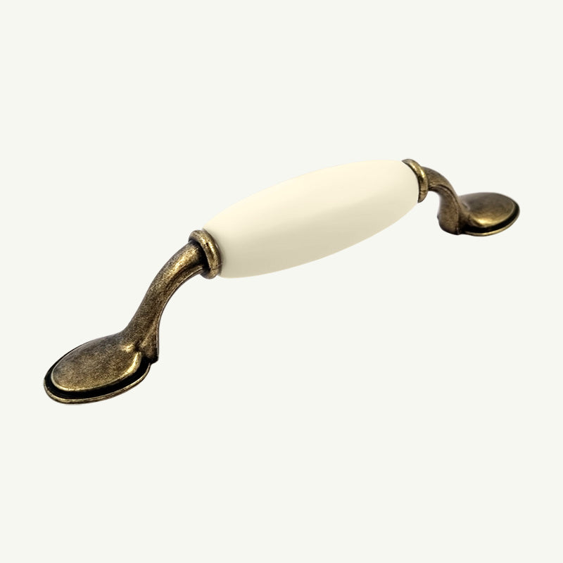 Puxador Alça Porcelana Mafim e Base Metal 96mm - C1570