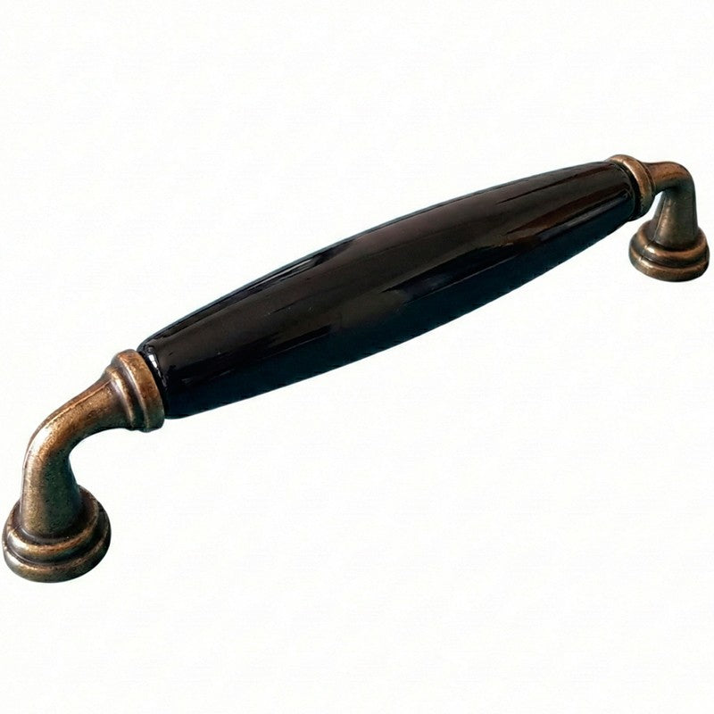 Puxador Metal e Porcelana Preto 128mm - C1578