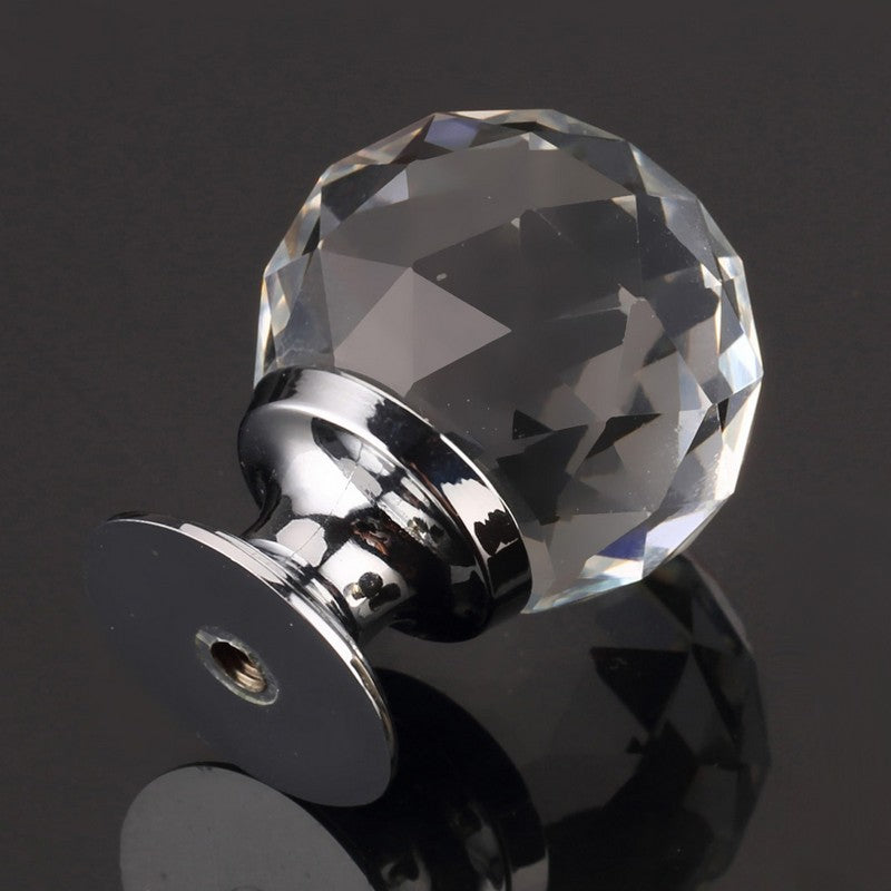 Puxador Cristal Sextavado 30mm Base Cromada - C2001