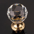 Puxador Cristal Sextavado 30mm Base Dourada - C2002