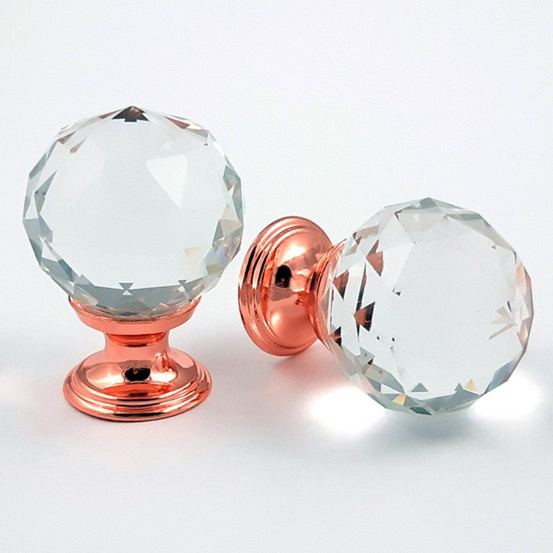 Puxador Cristal Sextavado 30mm Base Rosegold - C2003