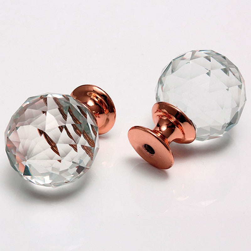 Puxador Cristal Sextavado 30mm Base Rosegold - C2003