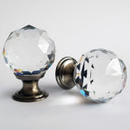 Puxador Cristal Sextavado 30mm Base Bronze Antigo - C2004