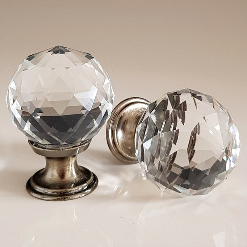 Puxador Cristal Sextavado 30mm Base Bronze Antigo - C2004