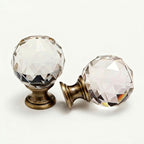 Puxador Cristal Sextavado 30mm Base Bronze Antigo - C2004