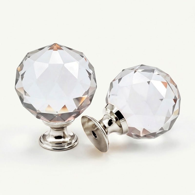 Puxador Cristal Sextavado 40mm Base Cromada - C2020