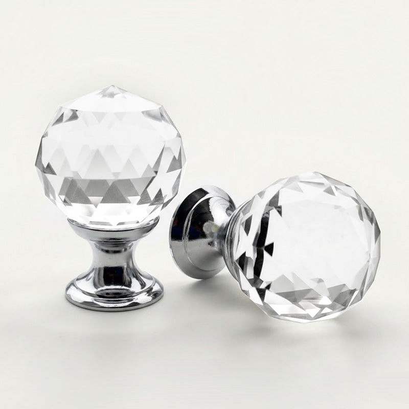 Puxador Cristal Sextavado 25mm Base Cromada - C2060